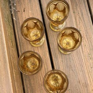 Vintage Yellow Glass Goblet set of 5